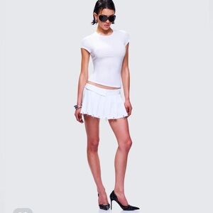 Low rise White Pleated Micro Mini Skirt with metal rings y2k coquette whimsygoth